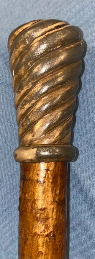 Rare Vintage Antique Sterling Handle Swirl Walking Stick Cane 35.  5 " Estate Find