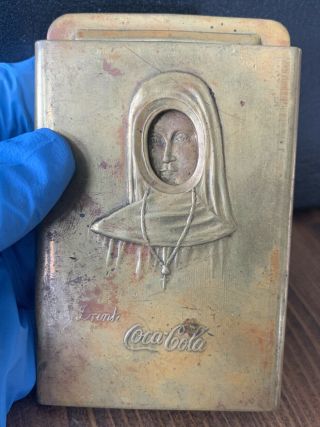 2 - Pc Coca - Cola Nun To Nude Brass Cigar Cutter Belt Buckle Sf Trans - Pan Expo 1915
