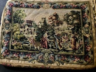Rare Xix Century Miniature Tapestry Different Patterns Sides Purse Silk Lining