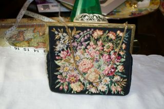 Antique Micro Petit Point Purse Floral Tapestry By Maria Stransky Austria