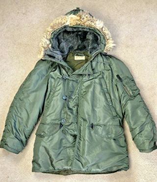 Us Air Force Usaf N - 3b Heavy Nylon Aircrew Flight Jacket M Cold Weather Parka