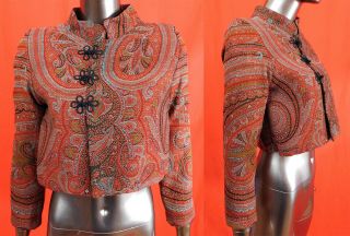 Vintage Victorian Style Antique Paisley Wool Shrug Short Cropped Bolero Jacket