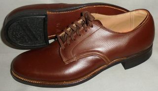 - Wwii - 1942 - Us Army - Vintage Military Dress Uniform Nos Leather Shoes - Size 6