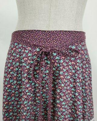 Vintage 70s Gunne Sax Skirt Size 11 Burgundy Prairie Floral Calico Lace Midi Vtg 2