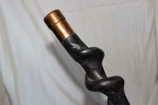 Fabulous Antique Vine Twisted Cane/staff W/copper Knob & Matching Tip X Sturdy