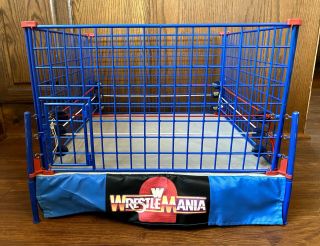 Wwe Jakks Wrestlemania 2 Authentic Real Scale Wrestling Ring Steel Cage Set Wwf