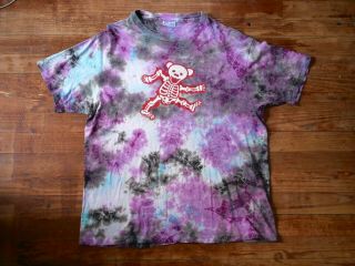 Vintage Grateful Dead T - Shirt 1987 Electric Dancing Bear Tie - Dye Sz Large