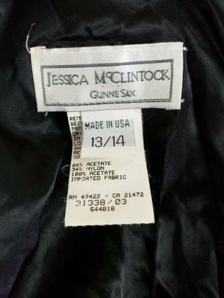 Vintage Gunne Sax Jessica McClintock Black Velvet Formal Dress Brooch Sz 13/14 2