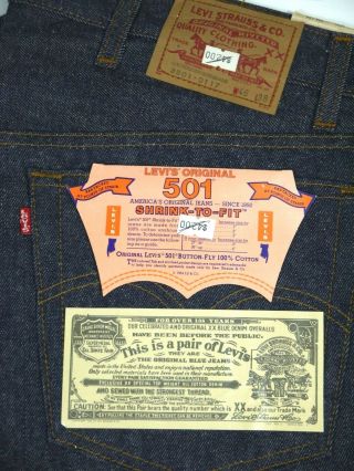 Vintage Levis 501 Jeans Mens 46x38 Deadstock 80s Shrink To Fit Denim Nos 1987