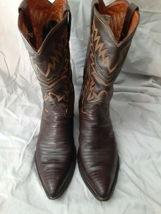 Mens Vintage Justin White Label Teju Lizard Cowboy Boots 12b