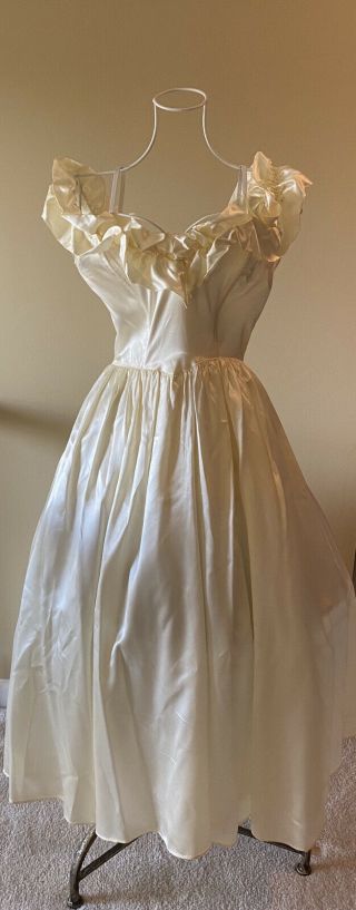 Vintage 80’s Gunne Sax By Jessica Mc Clintock Ivory Princess Gown Wedding Sz 7