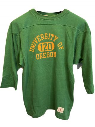 Vintage Univeristy Of Oregon Athletic Shirt Champion Blue Bar 70s Raglan Rugby
