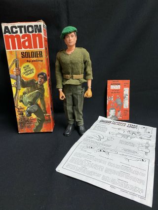 Vintage Action Man - First Issue Boxed 1973 Soldier (rare " Gaiters " Text Box)