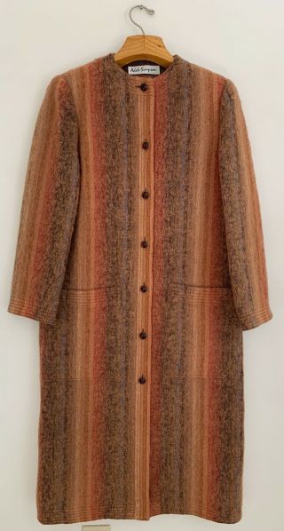 Vintage Adele Simpson Women’s 100 Wool Coat Jacket S/m Multicolor Stripe Button