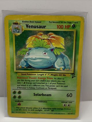 Holo Rare Venusaur Base Set 2 18/130 Mp Pokemon Trading Card Game Tcg Wotc