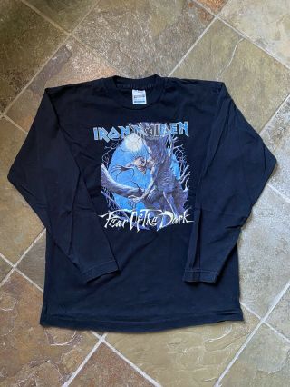 Vintage 1992 Iron Maiden Fear Of The Dark Promo Screen Stars Long Sleeve T - Shirt