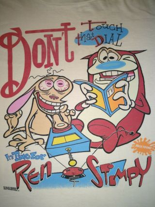 Vintage 1992 Ren And Stimpy Shirt - Lrg - Changes Single Stitch Nickelodeon