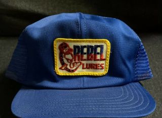 Vintage Rebel Lures Fishing Snapback Patch Hat Cap Blue Mesh Trucker Usa Rare