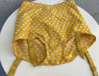 Vintage Yellow White Polka Dot Panty Girdle Garter Van Raalte Sz Xs S