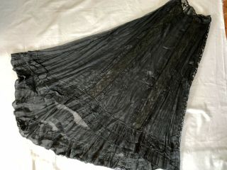 Antique Victorian Edwardian Mourning Set Blouse And Skirt With Train Black Dress