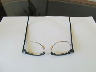 Vintage Shuron 4 1/4 - 5 1/2 Black Marble White Gold Filled Eyeglass Frame