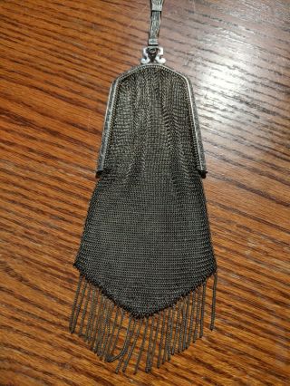 Antique German Silver Chainmail Solder Mesh Purse Handbag Victorian Evening Bag