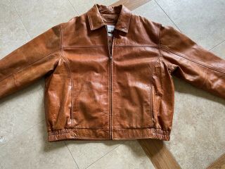 Vtg 80s 90s Brown Leather Aviator Bomber Motorcycle Jacket Zip Out Lining 2xl