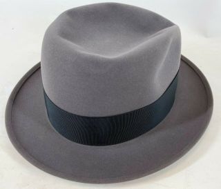 RARE DOBBS NYC Vintage FIFTEEN TYCOON Gray Homburg Fedora Hat Cap 7 3/8 w/ Box 3