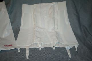 Vintage Sears White Open Bottom Girdle With 6 Garters Nos 34 Side Zip