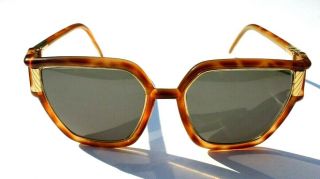 Vtg 1970s - 1980s Brown / Gold Ted Lapidus Paris Glasses Sunglasses