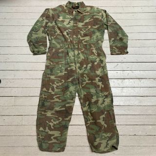 Vtg 1970s Sears Sportswear Camouflage Overalls Coveralls Boiler Suit 46r Xl