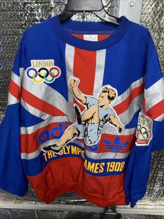 Vintage 1988 Adidas Pullover Mens Size Large Olympic Games London 1908 1948