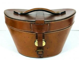 Bombay Vintage Victorian Style Leather Hat Box Brown