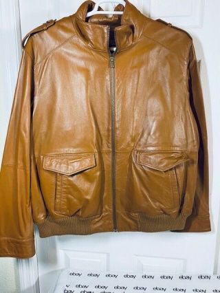 Wilsons Leather Vtg Winter Fall Classic Cognac Brown Bomber Jacket Coat Mens 2xl