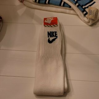 Vintage 1980s Nike Swoosh Spellout Sport Tube Socks Nwt White W/navy Usa Made