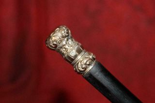 Outstanding Victorian Gold Top Cane W/original Tip & Tapered Hardwood Shaft