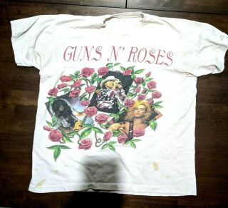 Vintage 1993 Guns N Roses Gnr Brockum Skin N Bones T Shirt Size L Two Sided