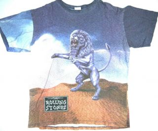 Vintage 90s Rolling Stones T Shirt Bridges To Babylon Mens Allover Print Aop
