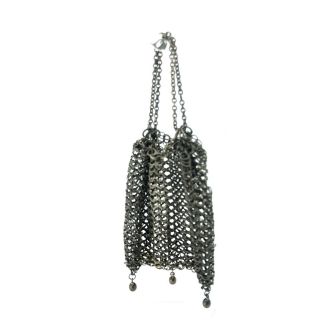 Antique Sterling Silver French Chatelaine Mesh Chainmail Drawstring Coin Purse