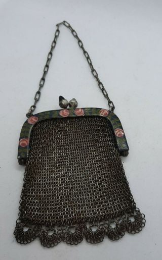 Antique Victorian Sterling Silver Mesh Coin Purse Handbag