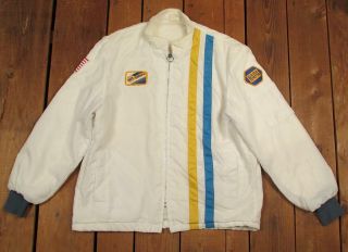 Vintage 1970s Napa Auto Parts White Racing Rally Jacket Patch Blue/gold Stripes