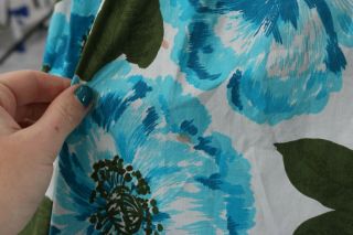 Vintage 1950s vibrant blue floral print cotton skirt by Joan Kay UK 6 8 3