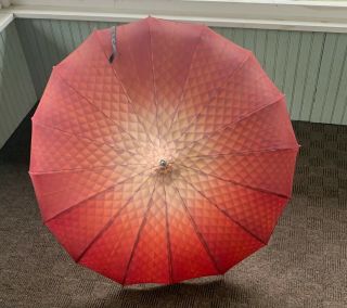 Vintage Pagoda Style Umbrella with Amber Lucite Handle 2