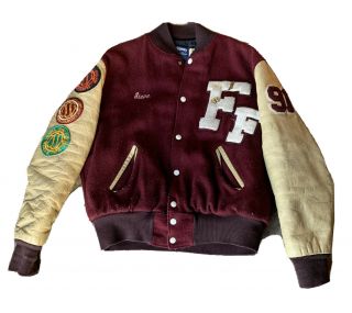 Vintage Frankfurt Germany High School Wool/leather Varsity Letterman Jacket Sz L