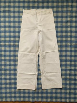 Vintage Wwii Ww2 1940s Usn Us Navy White Cotton Trousers Stenciled
