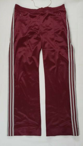 Vtg 70s 80s Adidas 3 Stripe Atp Keyrolan Track Tracksuit Pants Maroon Red Usa
