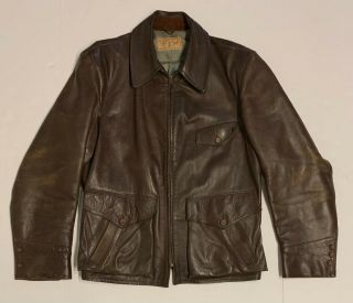 Vintage Lou Foster Brown Leather Motorcycle/bomber Jacket