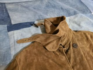 Rare Vintage Suede Leather Ralph Lauren Full Length Trench Peacoat jacket 48 XL 3
