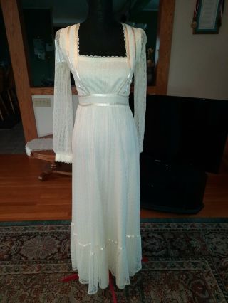 Vtg Gunne Sax Long Maxi Lace Dress Prairie Wedding Ivory