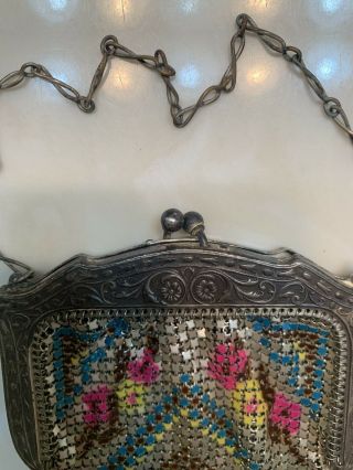 Antique vintage Whiting and Davis Deco enamel mesh purse 2